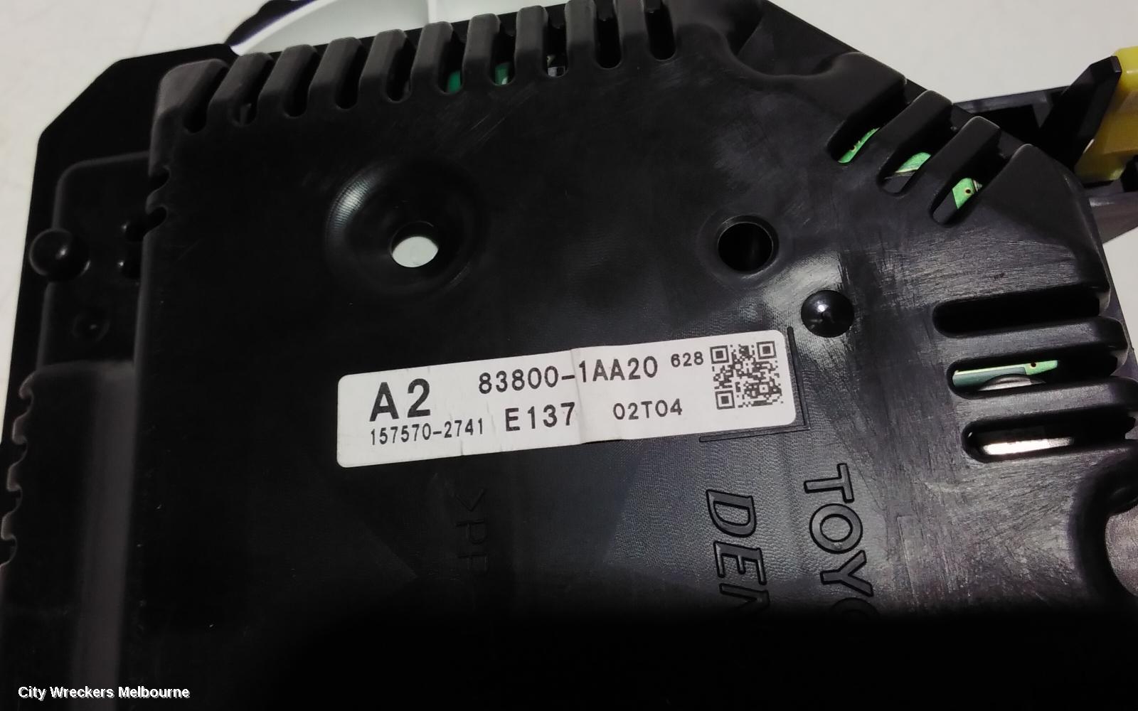 TOYOTA COROLLA INSTRUMENT CLUSTER, 1.8, 2ZR-FE, AUTO T/M, ASCENT/ASCENT SPORT, ZRE182R, HATCH, 06/2015 - 06/2018