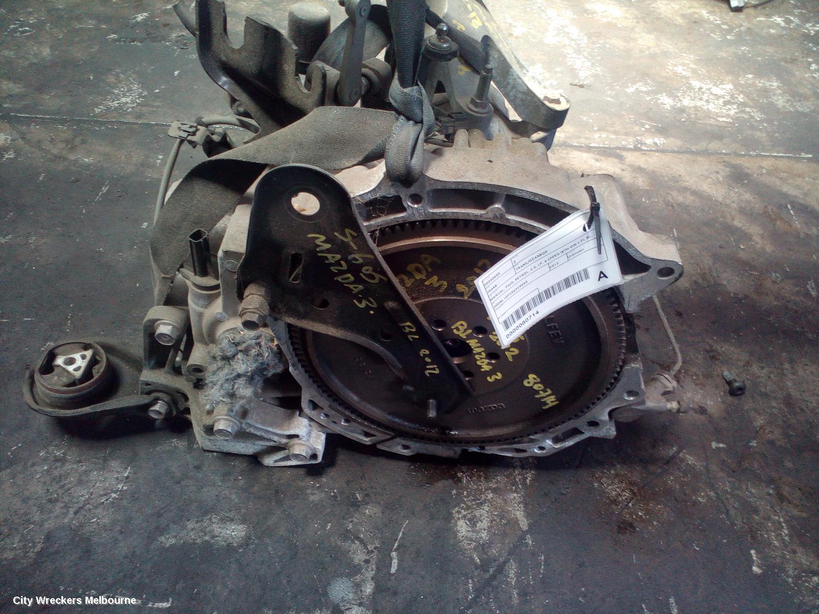 MAZDA 3 TRANS/GEARBOX, MANUAL, FWD, PETROL, 2.0, LF, 6 SPEED (8TH VIN = F), BL, 04/2009 - 10/2013