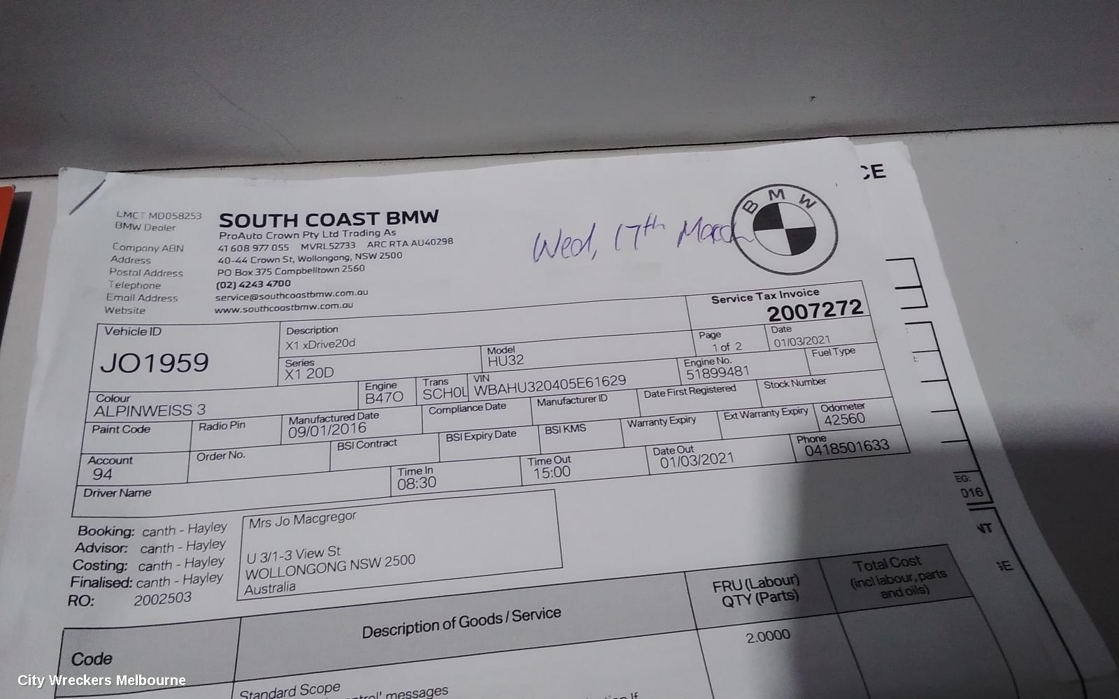 BMW X1 OWNERS HANDBOOK, F48, 08/2015 - 06/2022