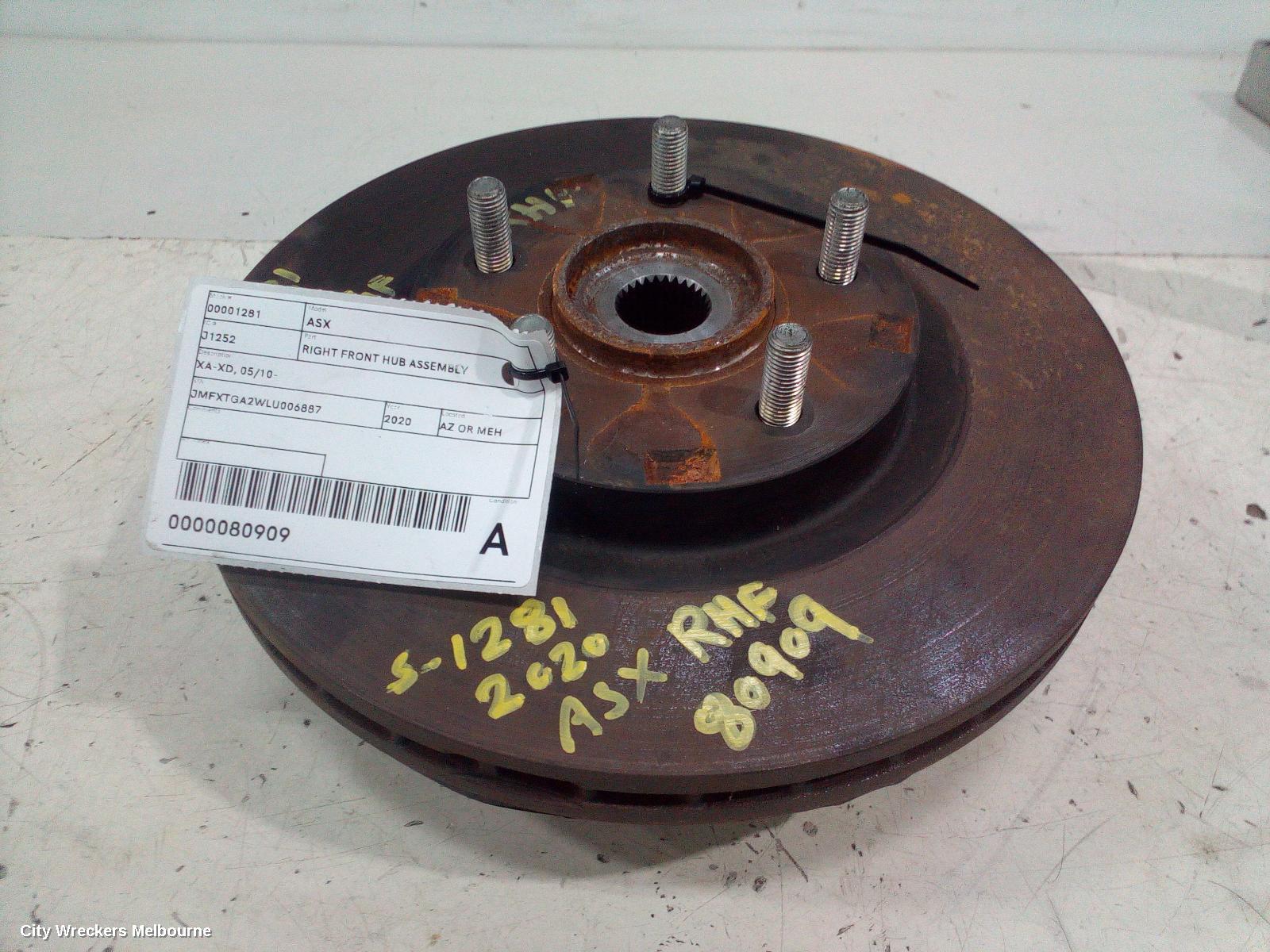 MITSUBISHI ASX RIGHT FRONT HUB ASSEMBLY, XA-XD, 05/2010 ONWARDS
