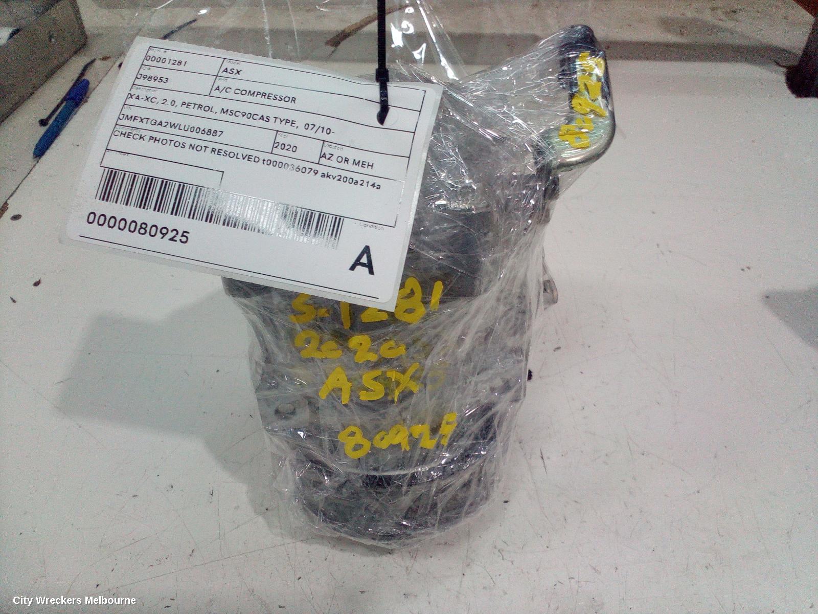 MITSUBISHI ASX A/C COMPRESSOR, XB-XD, 2.0/2.4, PETROL, QS70 TYPE, 07/2012 ONWARDS