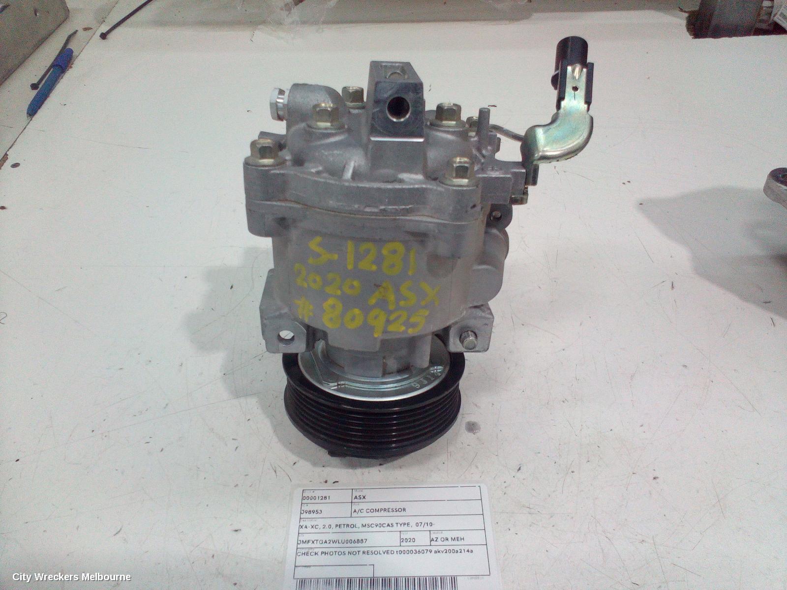 MITSUBISHI ASX A/C COMPRESSOR, XB-XD, 2.0/2.4, PETROL, QS70 TYPE, 07/2012 ONWARDS