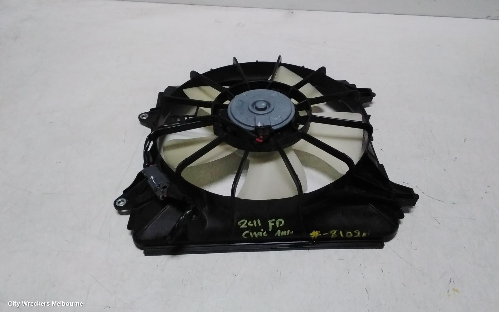 HONDA CIVIC FAN, FAN LH (PASSENGER SIDE), AUTO T/M, 1.8, R18A1, 5 BLADES, 8TH GEN (VIN MRHFD), 02/2006 - 12/2011