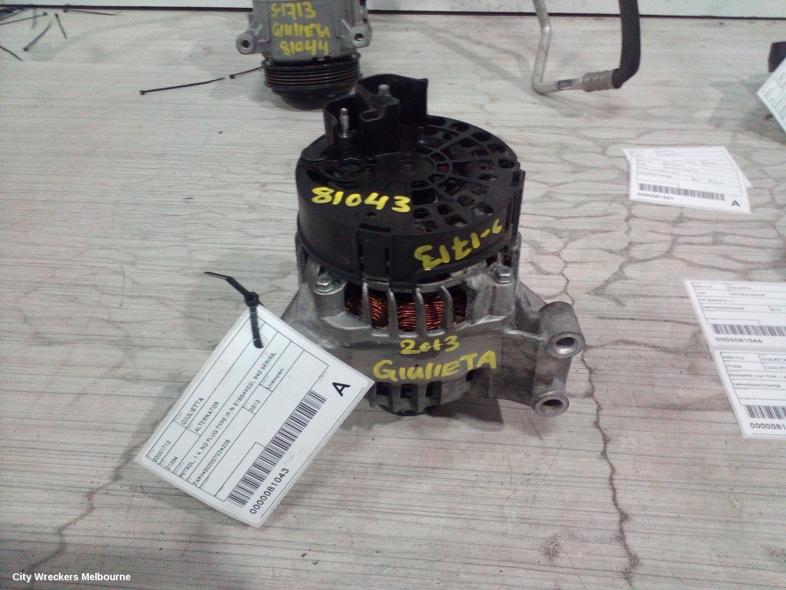 ALFA ROMEO GIULIETTA ALTERNATOR, PETROL, 1.4, NO PLUG TYPE (P/N 51854903), 940 SERIES, 06/2011 ONWARDS