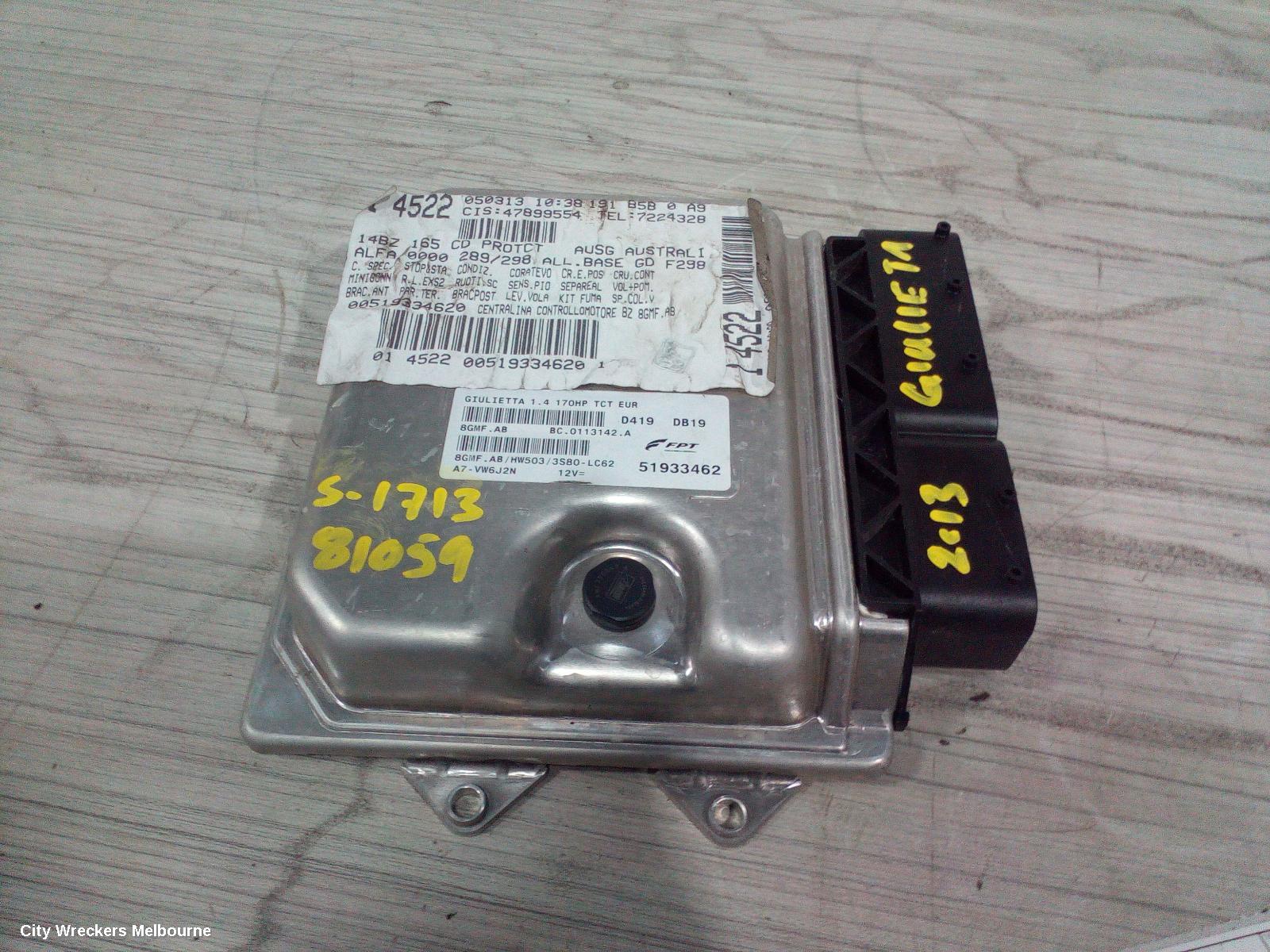 ALFA ROMEO GIULIETTA ECU, ENGINE ECU, 1.4, PETROL, AUTO T/M, ECU ONLY, 940 SERIES, 02/2011 ONWARDS