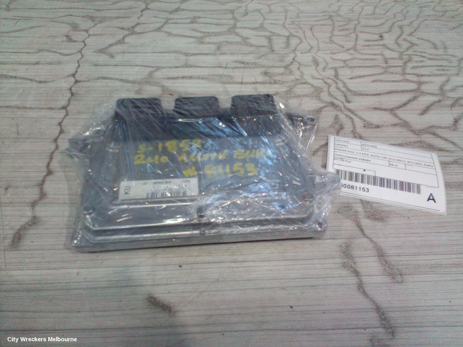 HONDA ACCORD ECU, ENGINE ECU, 2.4 ENG, AUTO T/M, ECU ONLY, 8TH GEN, EURO (VIN JHMCU), 06/2008 - 06/2011