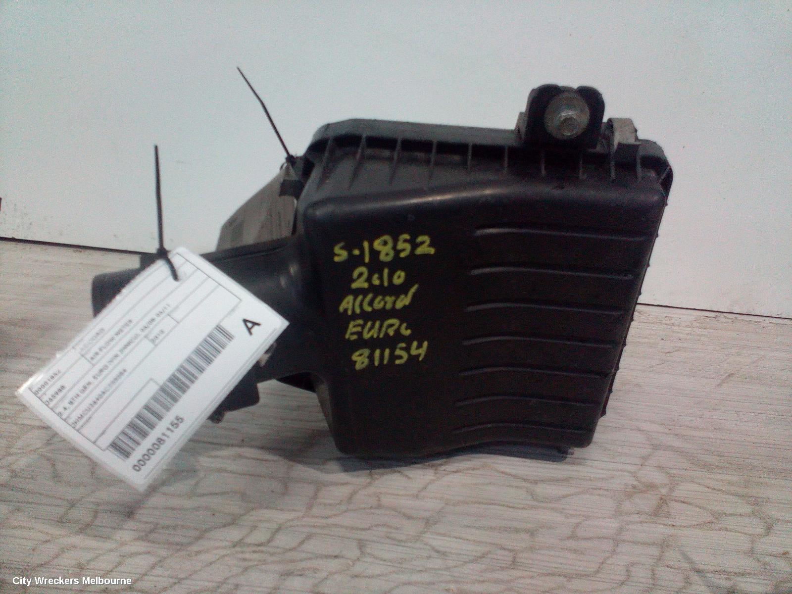 HONDA ACCORD AIR CLEANER/BOX, AIR CLEANER, 8TH GEN, EURO (VIN JHMCU), 2.4, K24Z3, 06/2008 - 12/2015