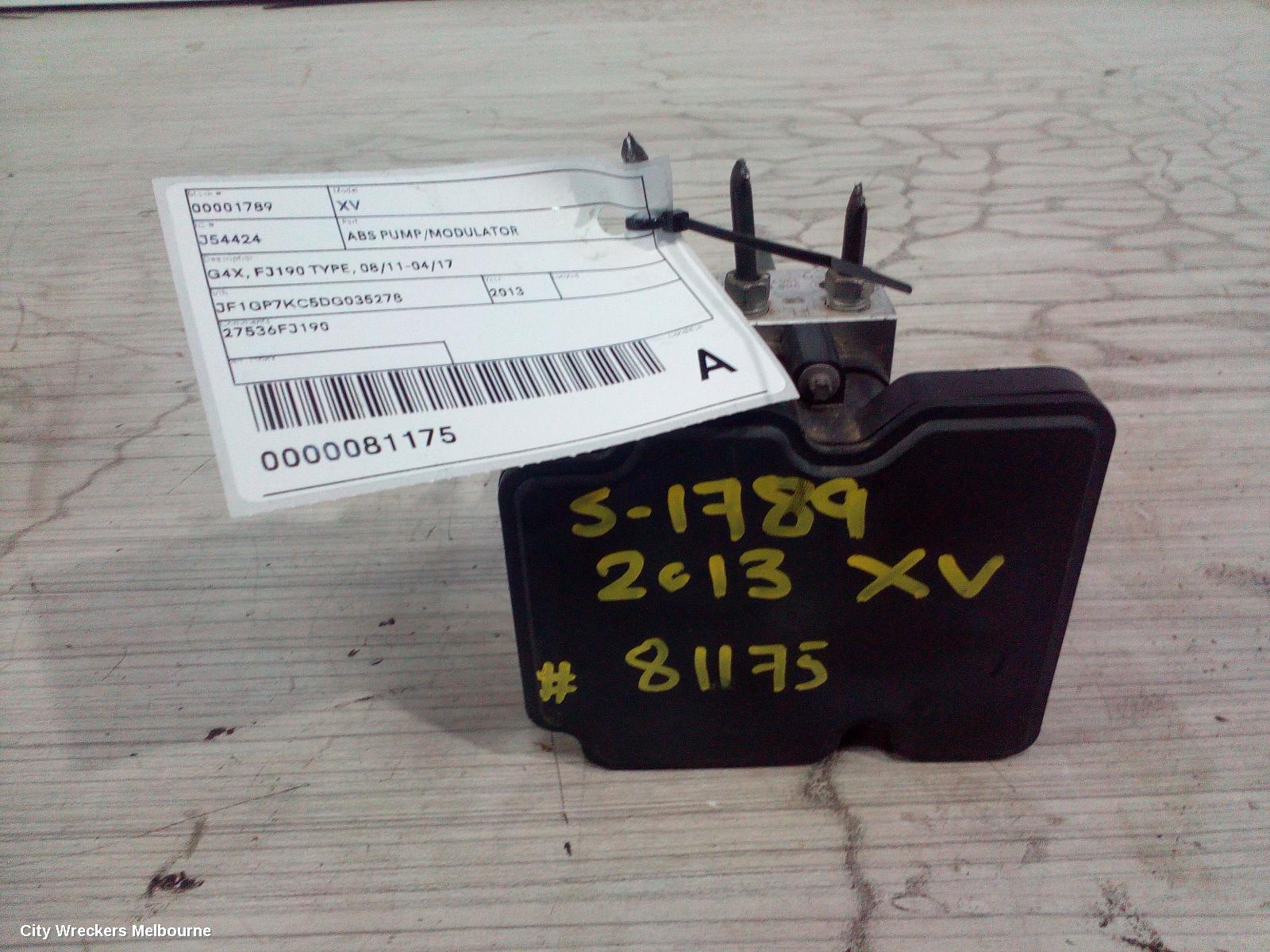 SUBARU XV ABS PUMP/MODULATOR, G4X, FJ190 TYPE, 08/2011 - 04/2017