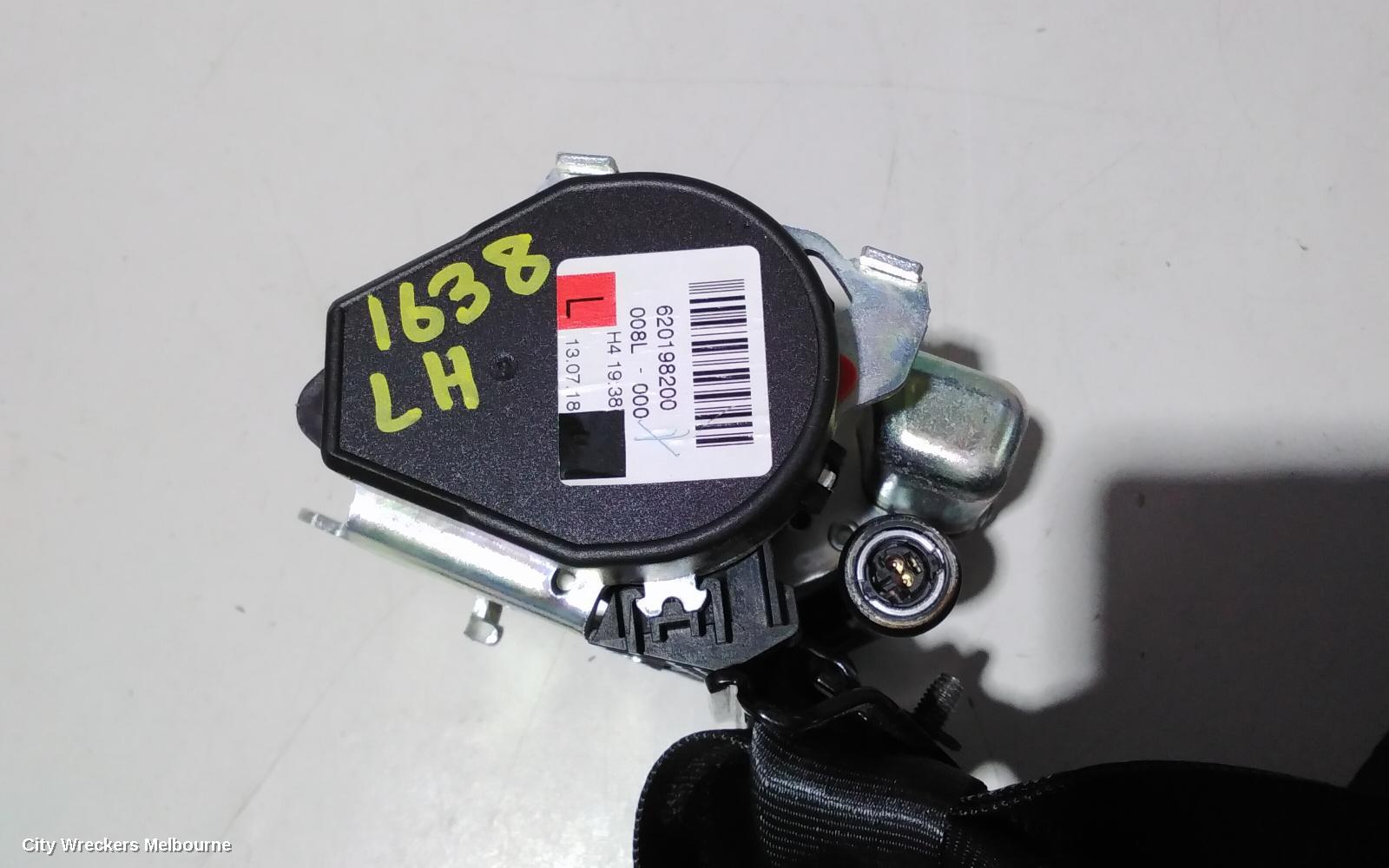 LAND ROVER RANGEROVER EVOQUE SEATBELT/STALK, LH FRONT, SEAT BELT ONLY, 5DR WAGON, POWER SEAT TYPE, L538, 11/2011 - 01/2019
