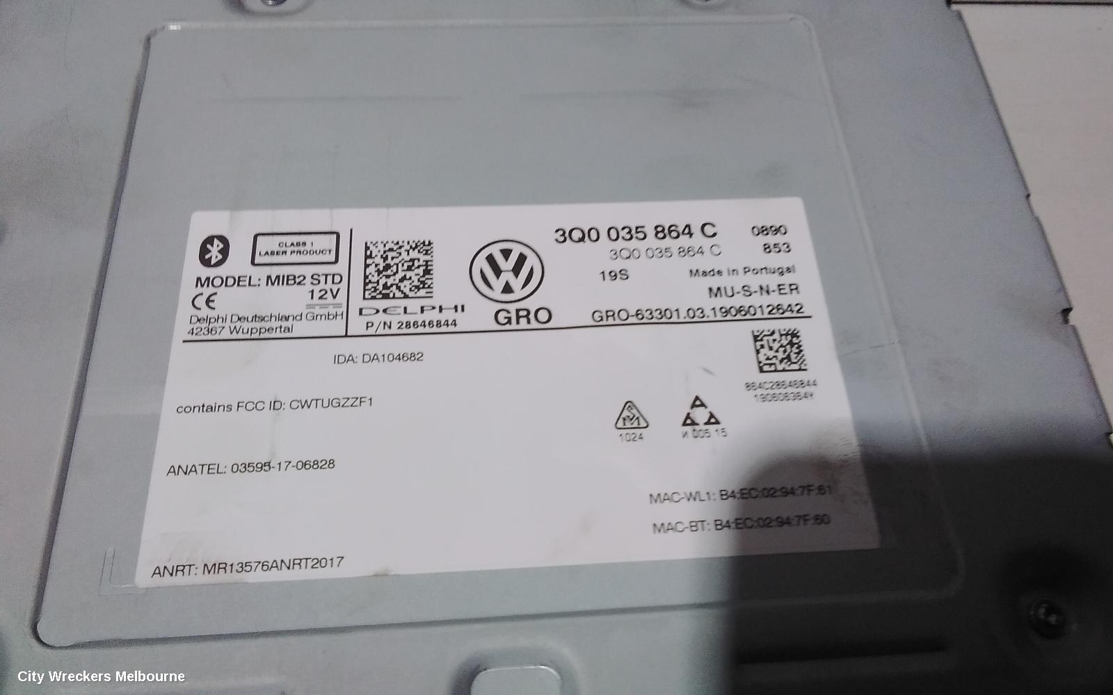 VOLKSWAGEN TIGUAN RADIO/CD/DVD/SAT/TV, 5NA, DISPLAY UNIT, DISCOVER PRO, 9.2IN TOUCHSREEN, SAT NAV TYPE, LIFE, 06/2016 ONWARDS