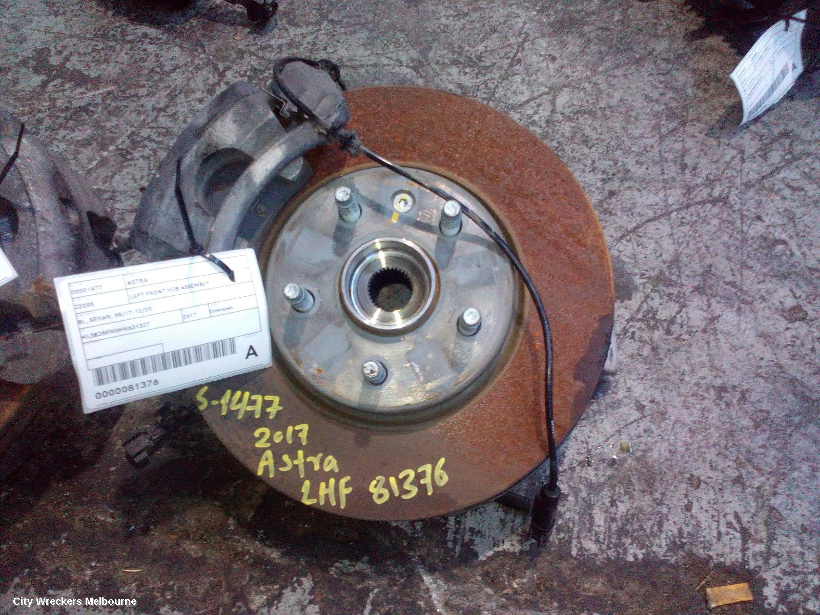 HOLDEN ASTRA LEFT FRONT HUB ASSEMBLY, BL, SEDAN, 05/2017 - 12/2020
