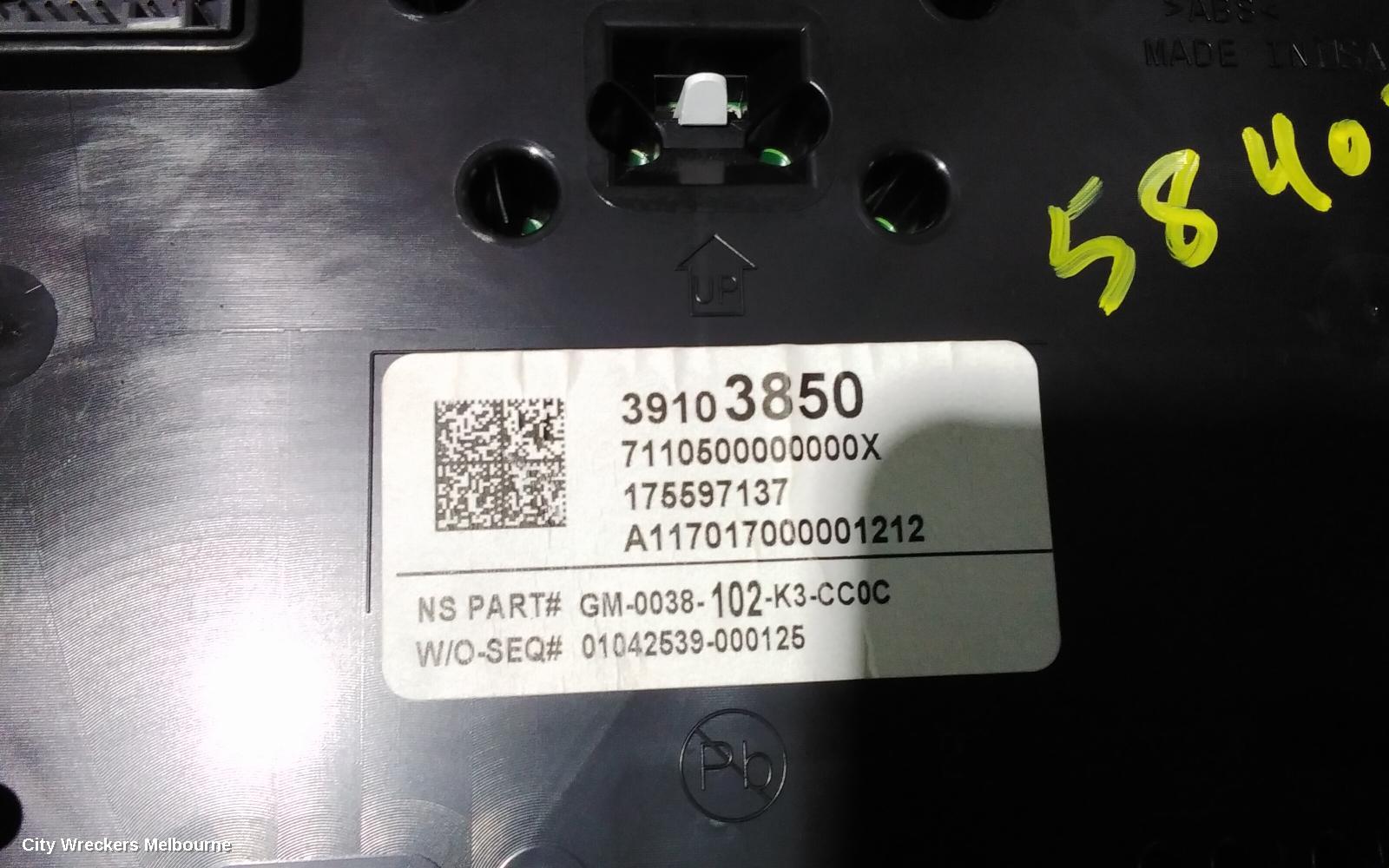 HOLDEN ASTRA INSTRUMENT CLUSTER, PETROL, AUTO T/M, BL, SEDAN, 05/2017 - 12/2020