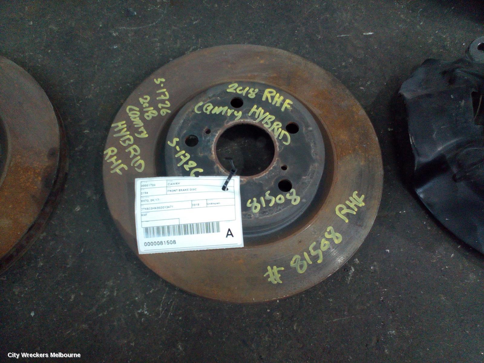 TOYOTA CAMRY FRONT BRAKE DISC/DRM, XV70, 09/2017 - 05/2024
