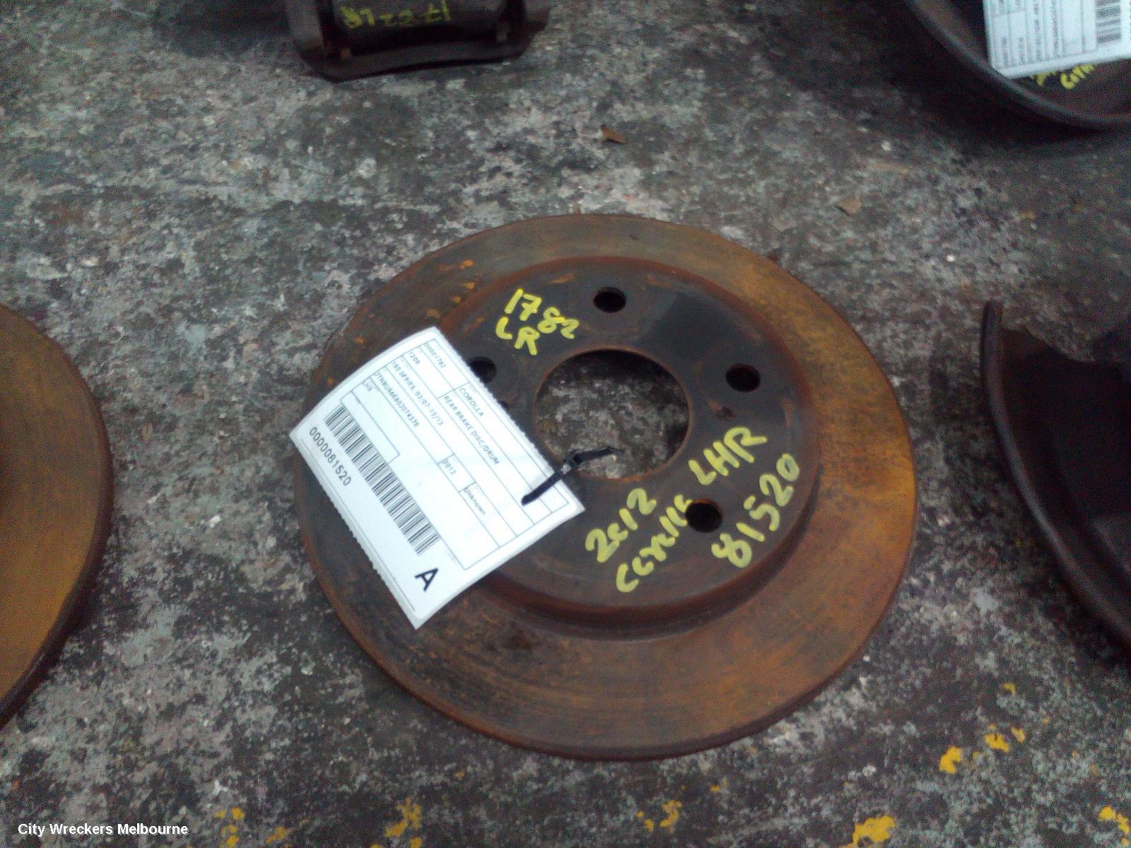 TOYOTA COROLLA REAR BRAKE DISC/DRUM, 150 SERIES, 03/2007 - 12/2013