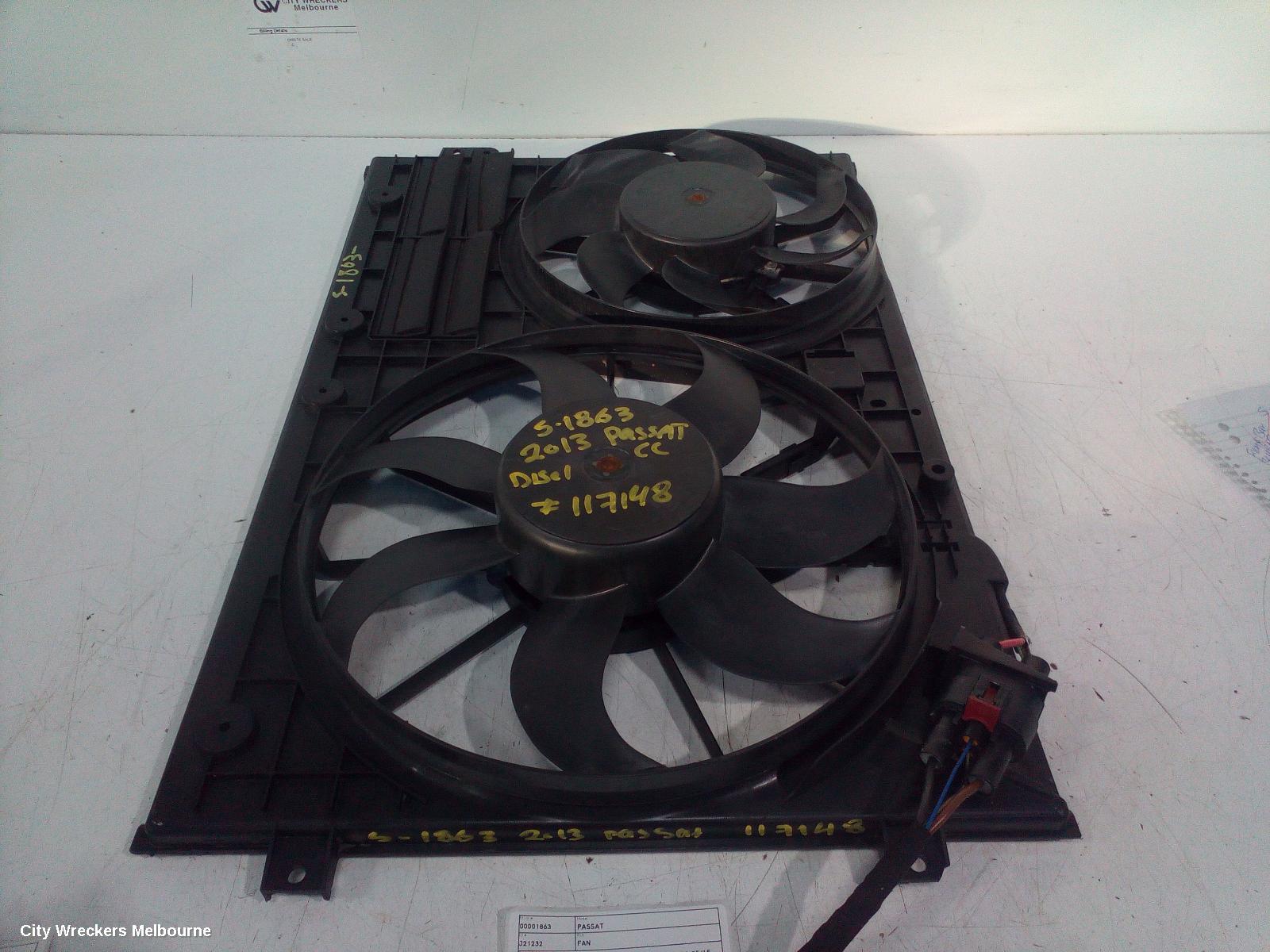 VOLKSWAGEN PASSAT FAN, DUAL FAN ASSY, DIESEL, 3C/MK6/3CC B6-B7, 03/2006 - 05/2015