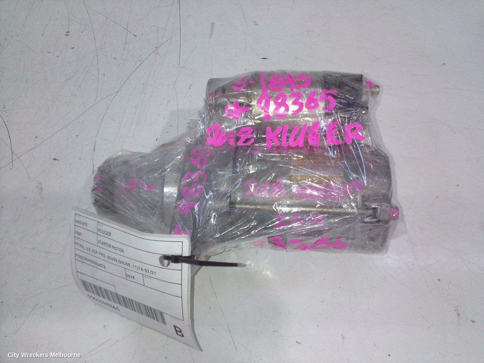 TOYOTA KLUGER STARTER, PETROL, 3.5, 2GR-FKS, GSU50/GSU55, 11/2016 - 02/2021
