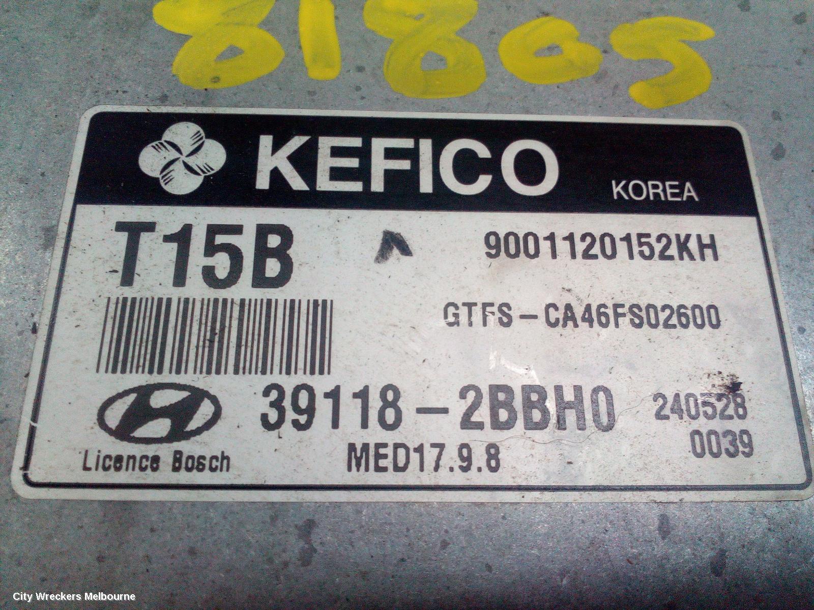 HYUNDAI VELOSTER ECU, ENGINE ECU, TURBO, MANUAL T/M, P/N 391182BBH0, ECU ONLY, FS, 07/2012 - 04/2015
