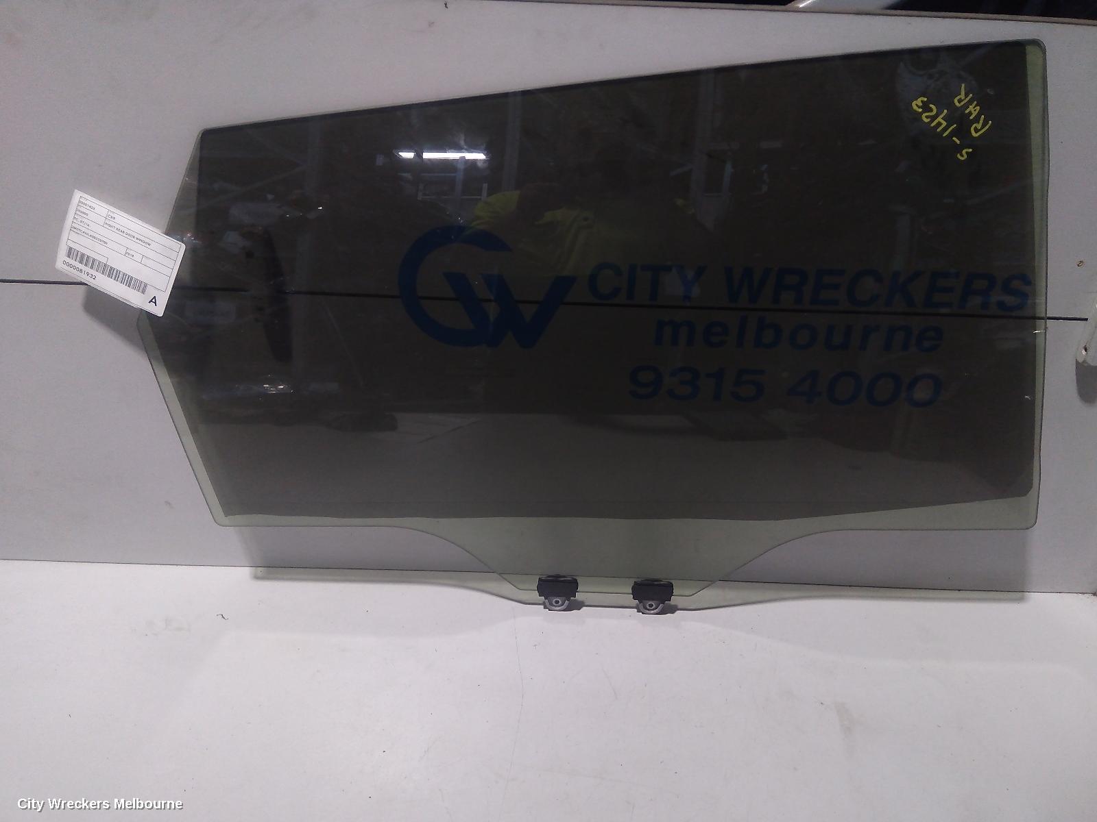 MAZDA CX9 RIGHT REAR DOOR WINDOW, TC, 07/2016 ONWARDS