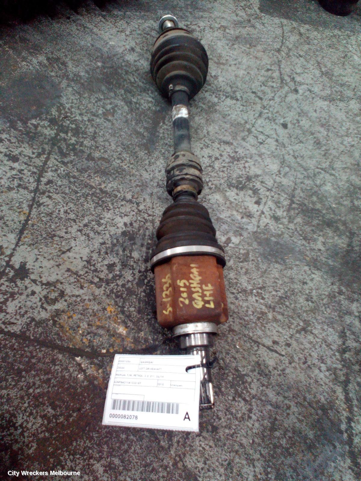 NISSAN QASHQAI LEFT DRIVESHAFT, MANUAL T/M, PETROL, 2.0, J11, 06/2014 - 07/2021