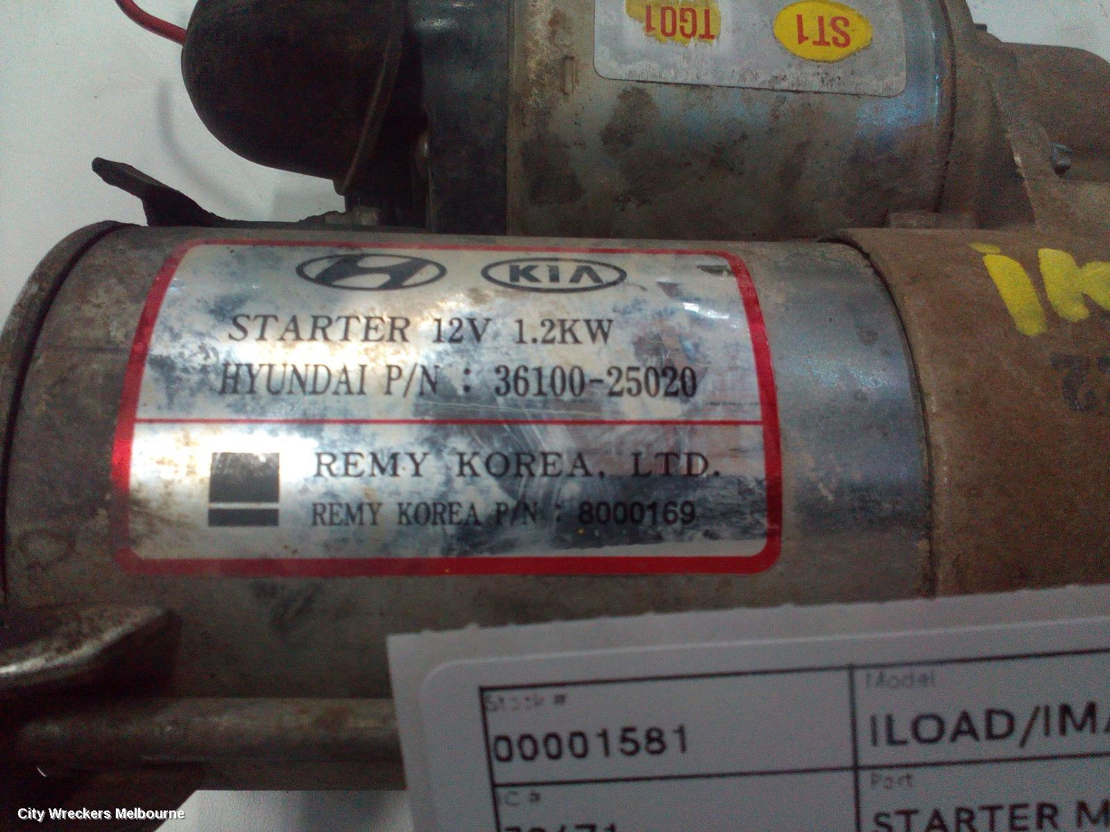 HYUNDAI ILOAD/IMAX STARTER, PETROL, 2.4, AUTO T/M TYPE, TQ, 11/2007 - 05/2018