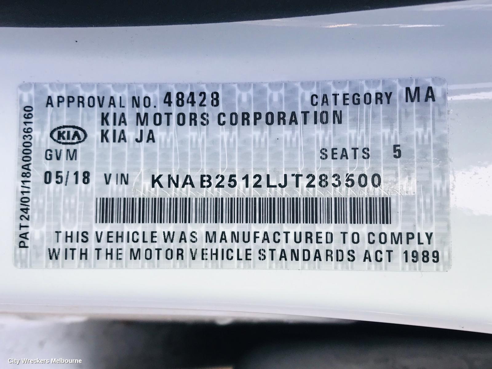 KIA PICANTO BONNET, JA, 05/2017 ONWARDS