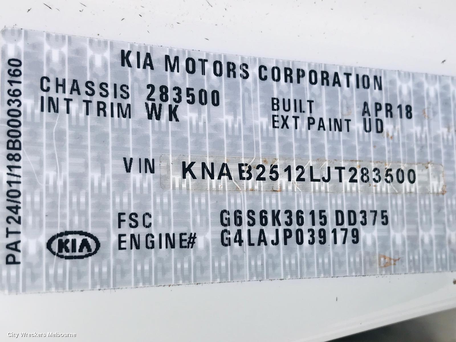 KIA PICANTO BONNET, JA, 05/2017 ONWARDS