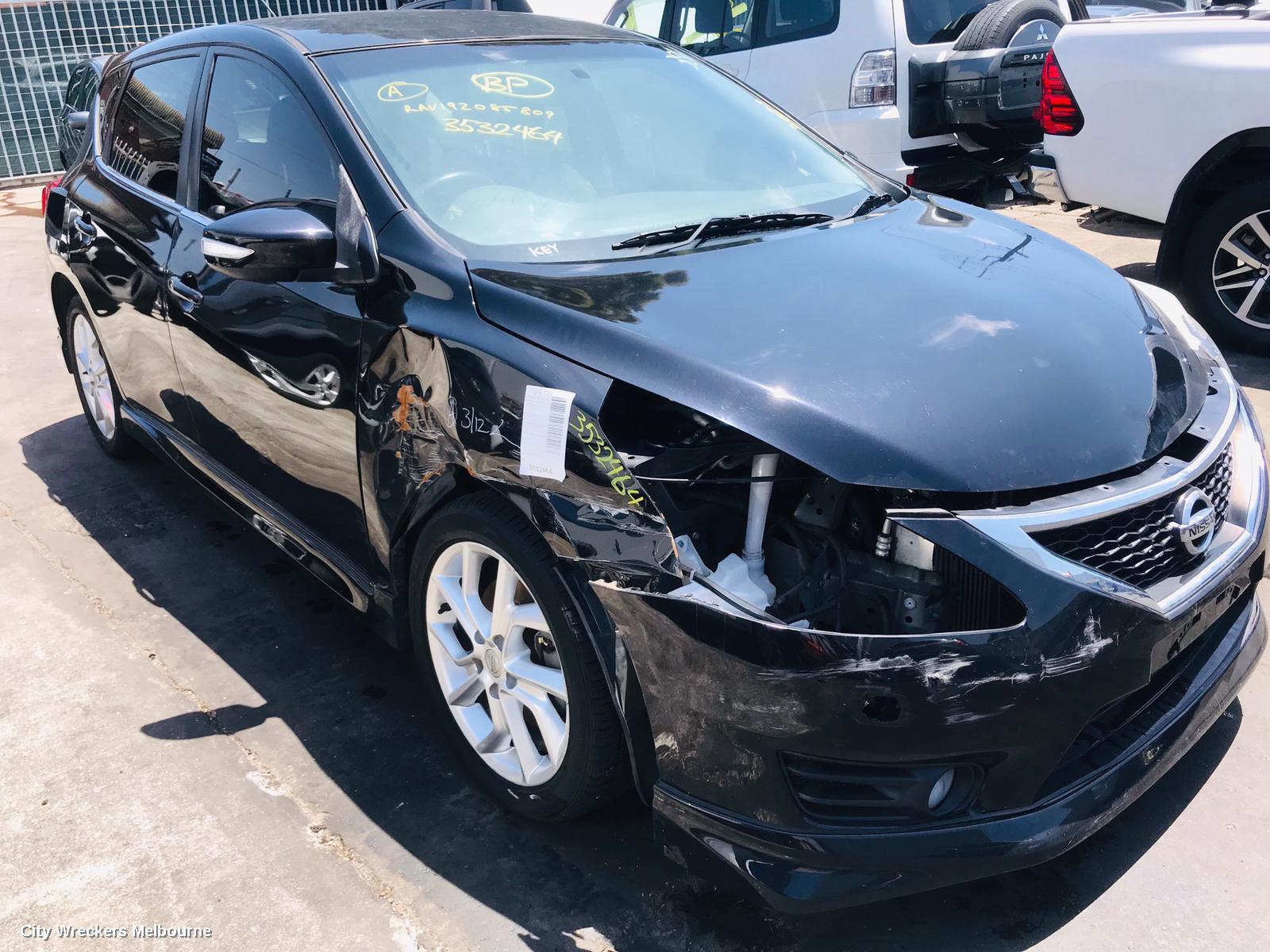 NISSAN PULSAR LEFT FRONT DOOR, C12, HATCH, 05/2013 - 12/2016