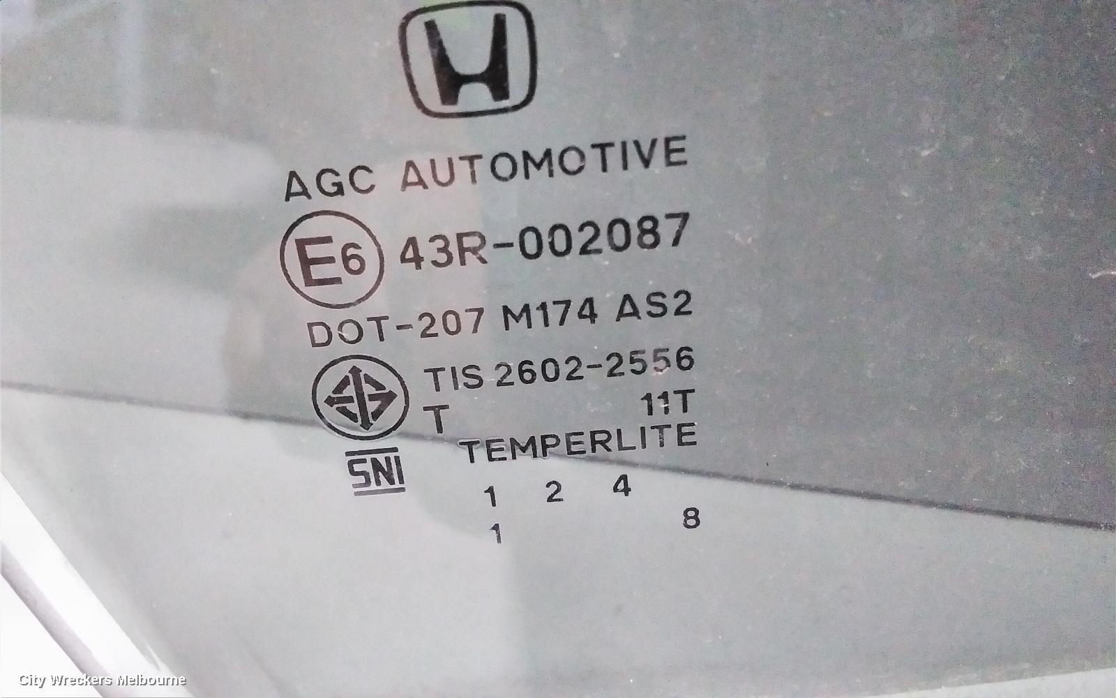 HONDA CIVIC RIGHT FRONT DOOR WINDOW, 10TH GEN, HATCH, 05/2016 ONWARDS