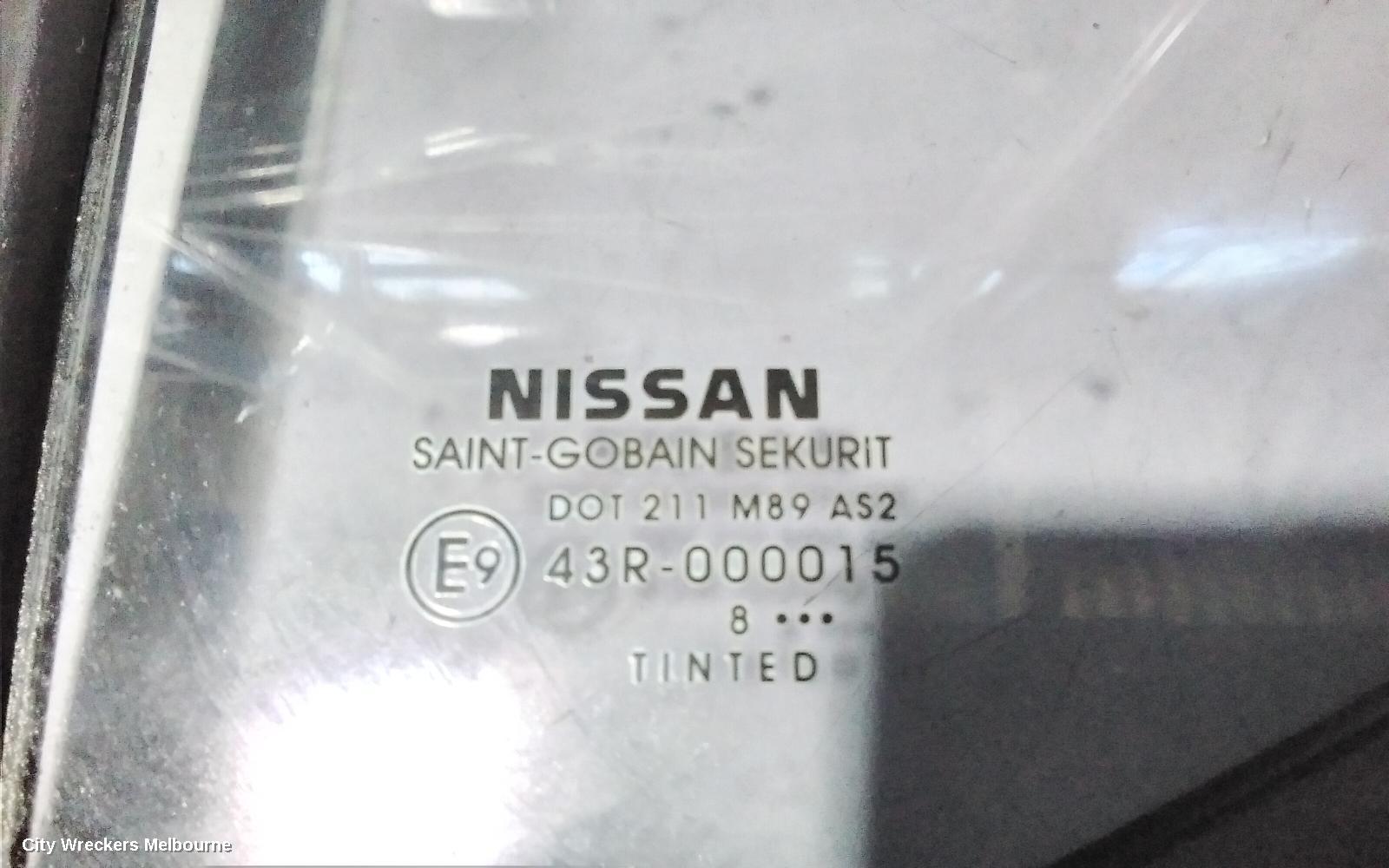 NISSAN NAVARA LEFT REAR 1/4 DOOR GLASS, D40, 09/2005 - 08/2015