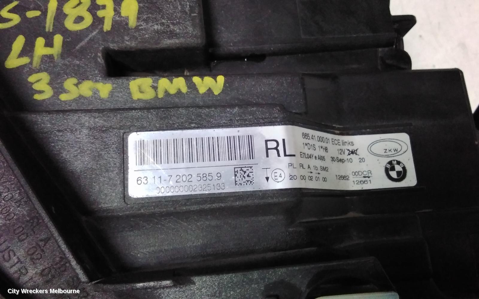 BMW 3 SERIES LEFT HEADLAMP, E90/E91, SEDAN/WAGON, BI-XENON, NON ADAPTIVE TYPE, 11/2008 - 09/2013