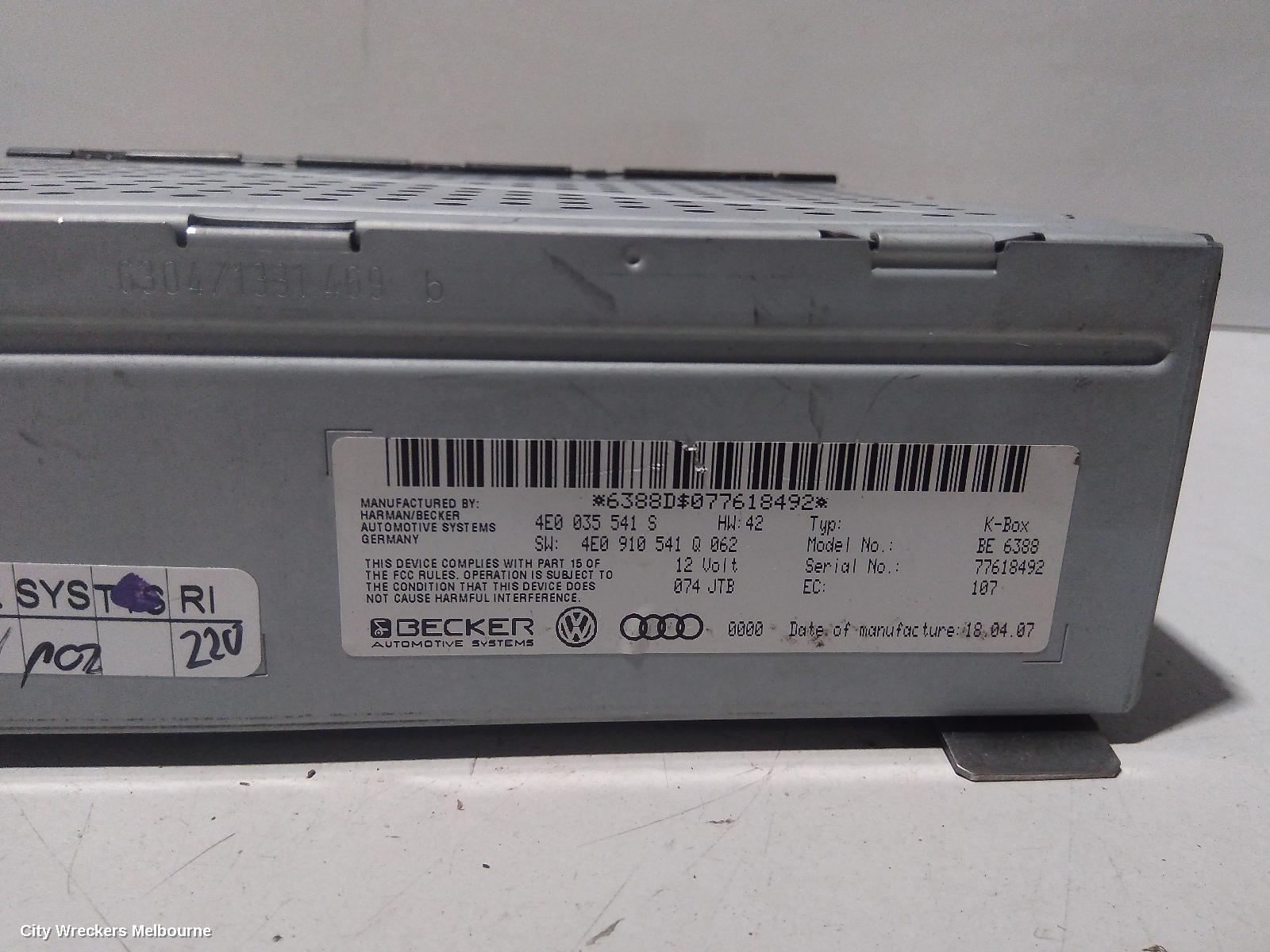 AUDI Q7, 4L, 09/2006 - 08/2015, RADIO STEREO TUNER RECEIVER - P/N 4E0 035 541 S: 82391