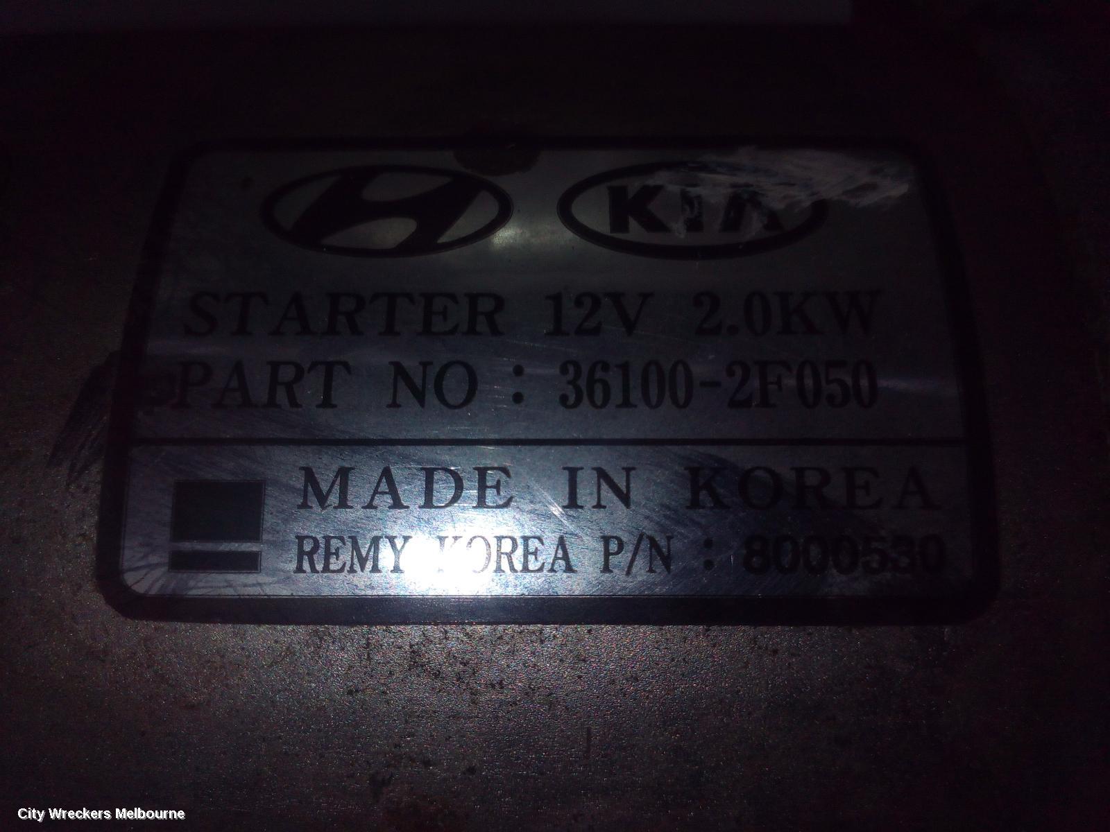 KIA SPORTAGE STARTER, DIESEL, 2.0, D4HA, TURBO, SL, 05/2010 - 10/2015