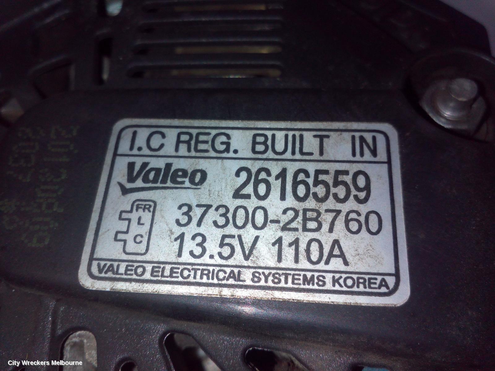 HYUNDAI VELOSTER ALTERNATOR, 1.6, G4FJ, TURBO, 07/2012 - 02/2018