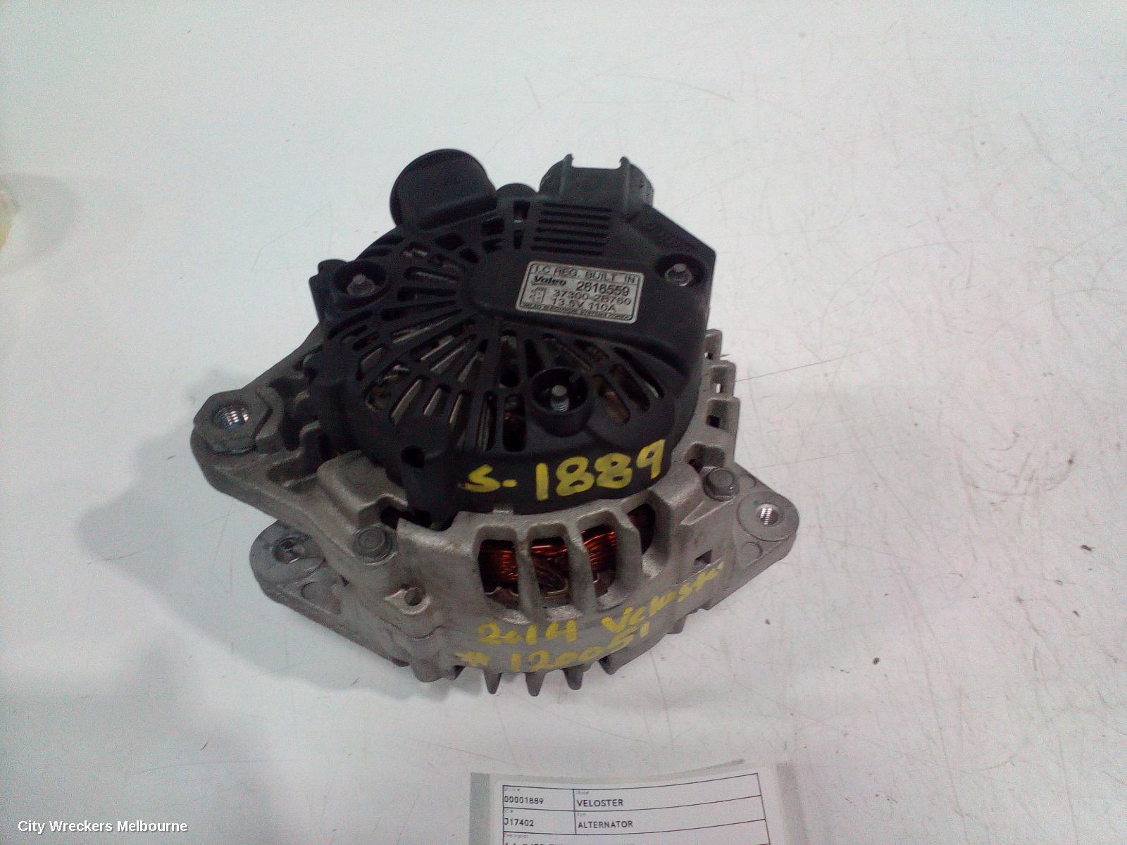 HYUNDAI VELOSTER ALTERNATOR, 1.6, G4FJ, TURBO, 07/2012 - 02/2018