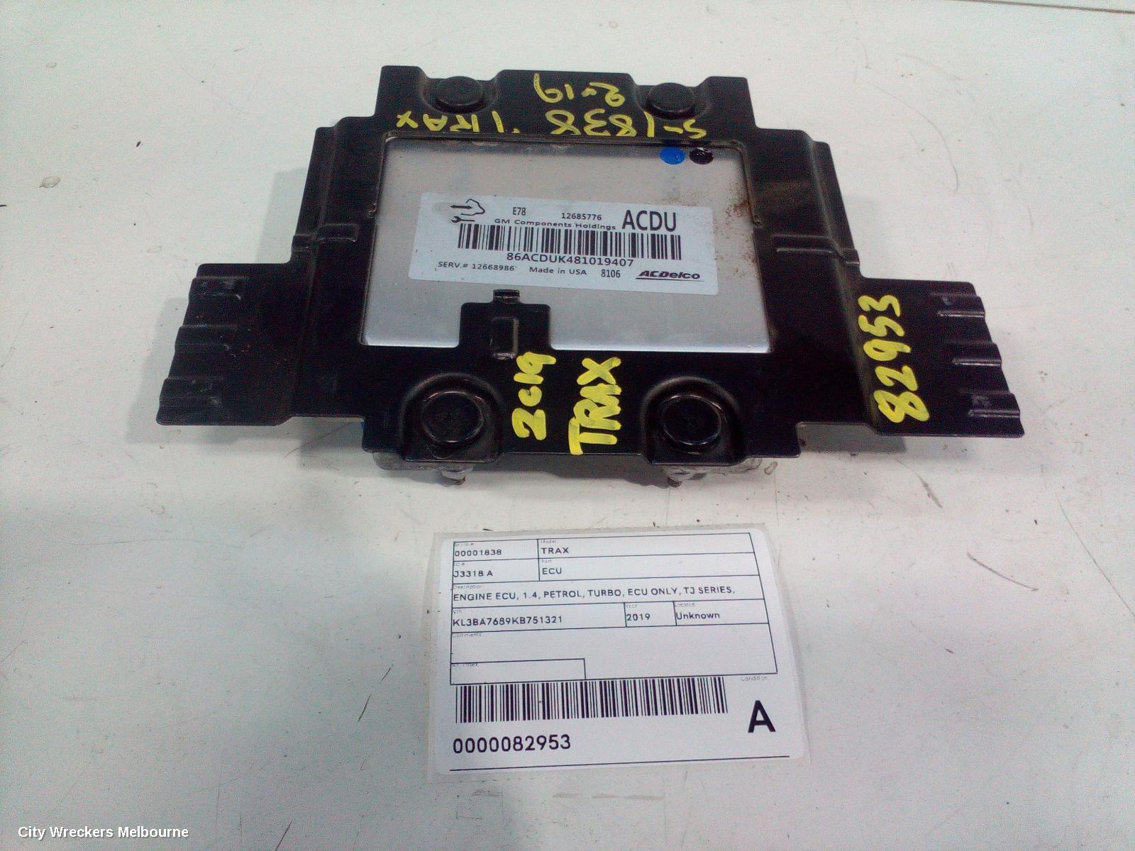 HOLDEN TRAX ECU, ENGINE ECU, 1.4, PETROL, TURBO, ECU ONLY, TJ SERIES, 08/2014 - 12/2020