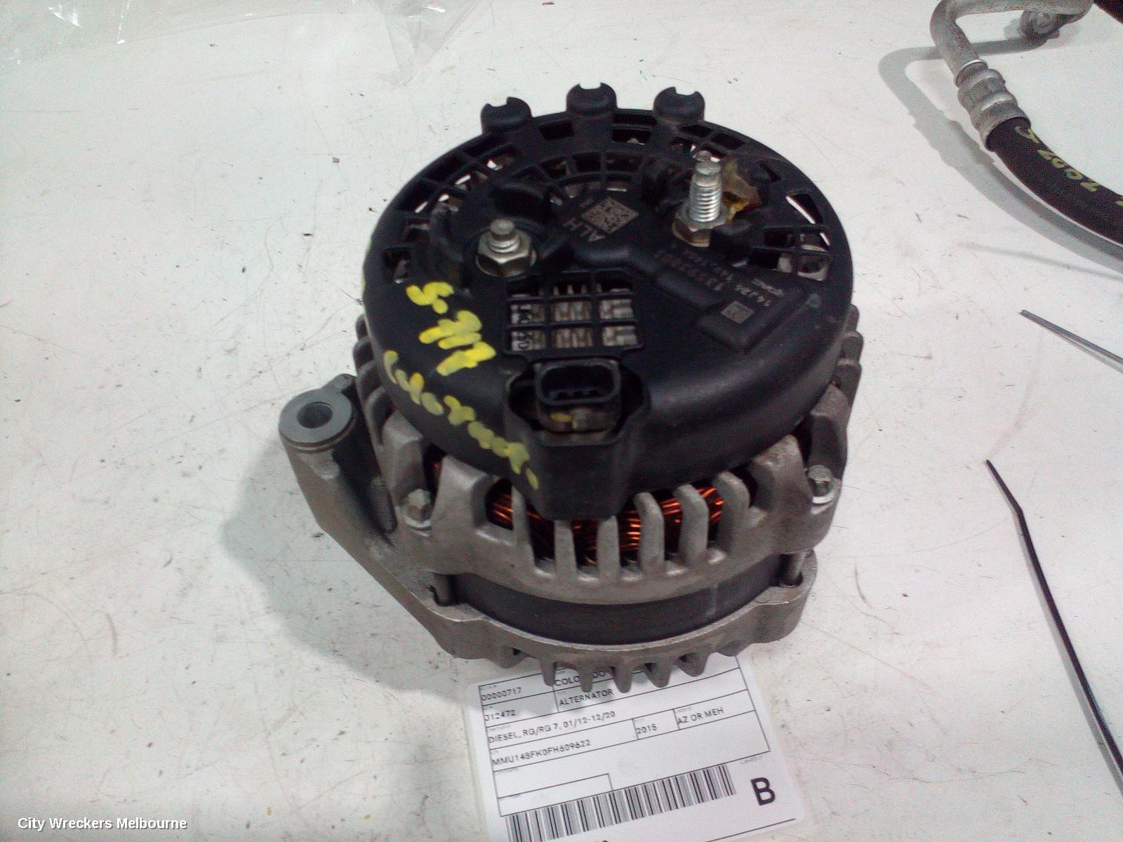 HOLDEN COLORADO ALTERNATOR, DIESEL, RG/RG 7, 01/2012 - 12/2020