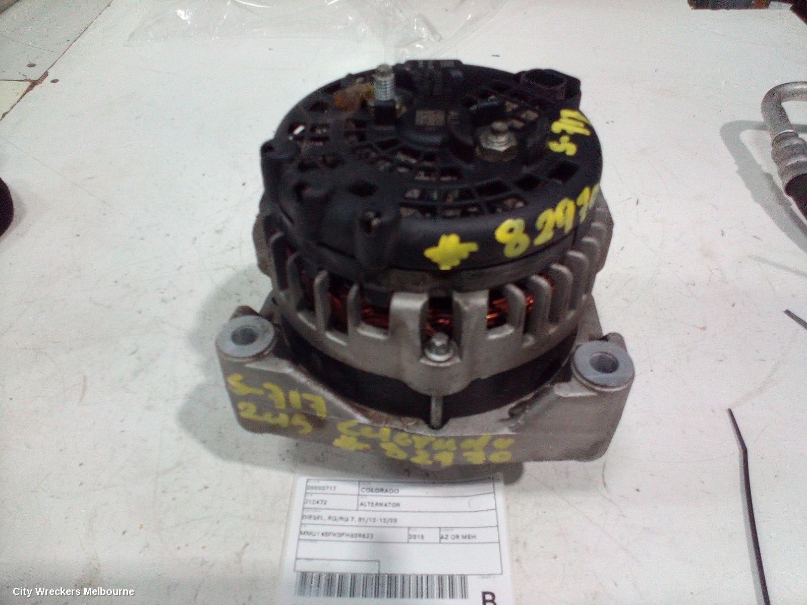HOLDEN COLORADO ALTERNATOR, DIESEL, RG/RG 7, 01/2012 - 12/2020