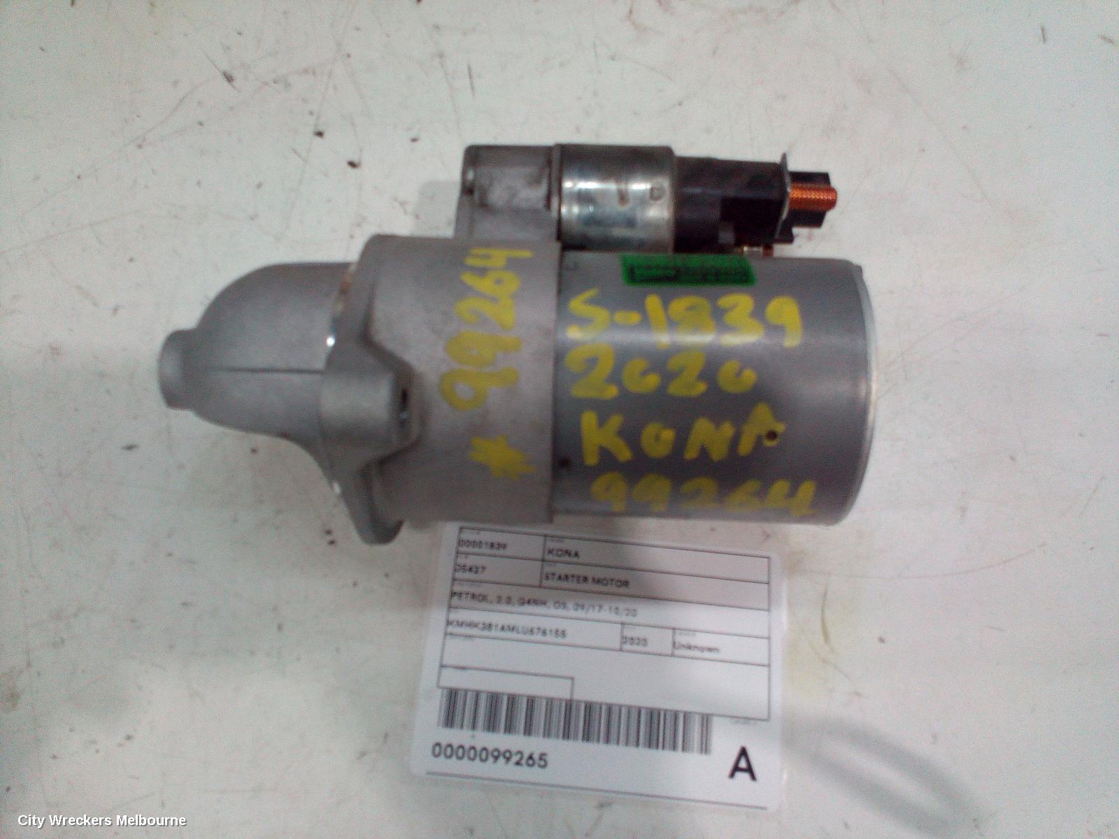 HYUNDAI KONA STARTER, PETROL, 2.0, G4NH, OS, 09/2017 - 10/2020