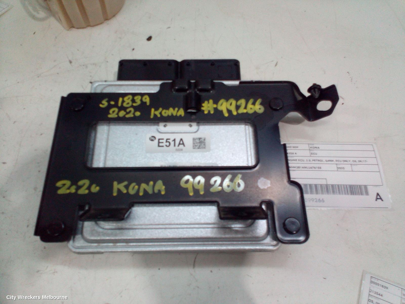 HYUNDAI KONA ECU, ENGINE ECU, 2.0, PETROL, G4NH, ECU ONLY, OS, 09/2017 - 10/2020