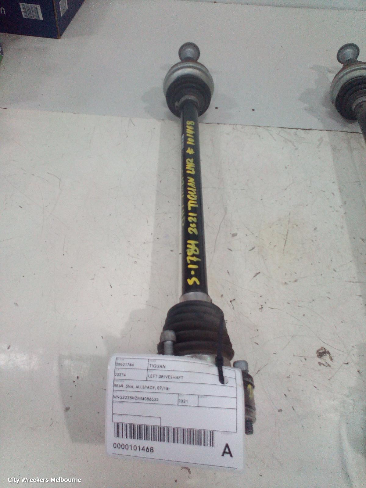 VOLKSWAGEN TIGUAN LEFT DRIVESHAFT, REAR, 5NA, ALLSPACE, 07/2018 ONWARDS
