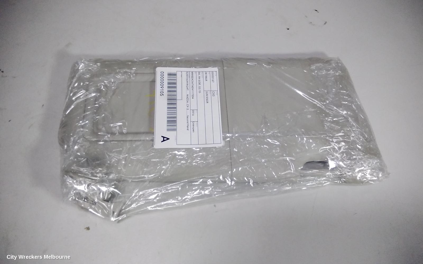 MAZDA CX3 SUNVISOR, DK, RH SIDE, 03/2015 ONWARDS