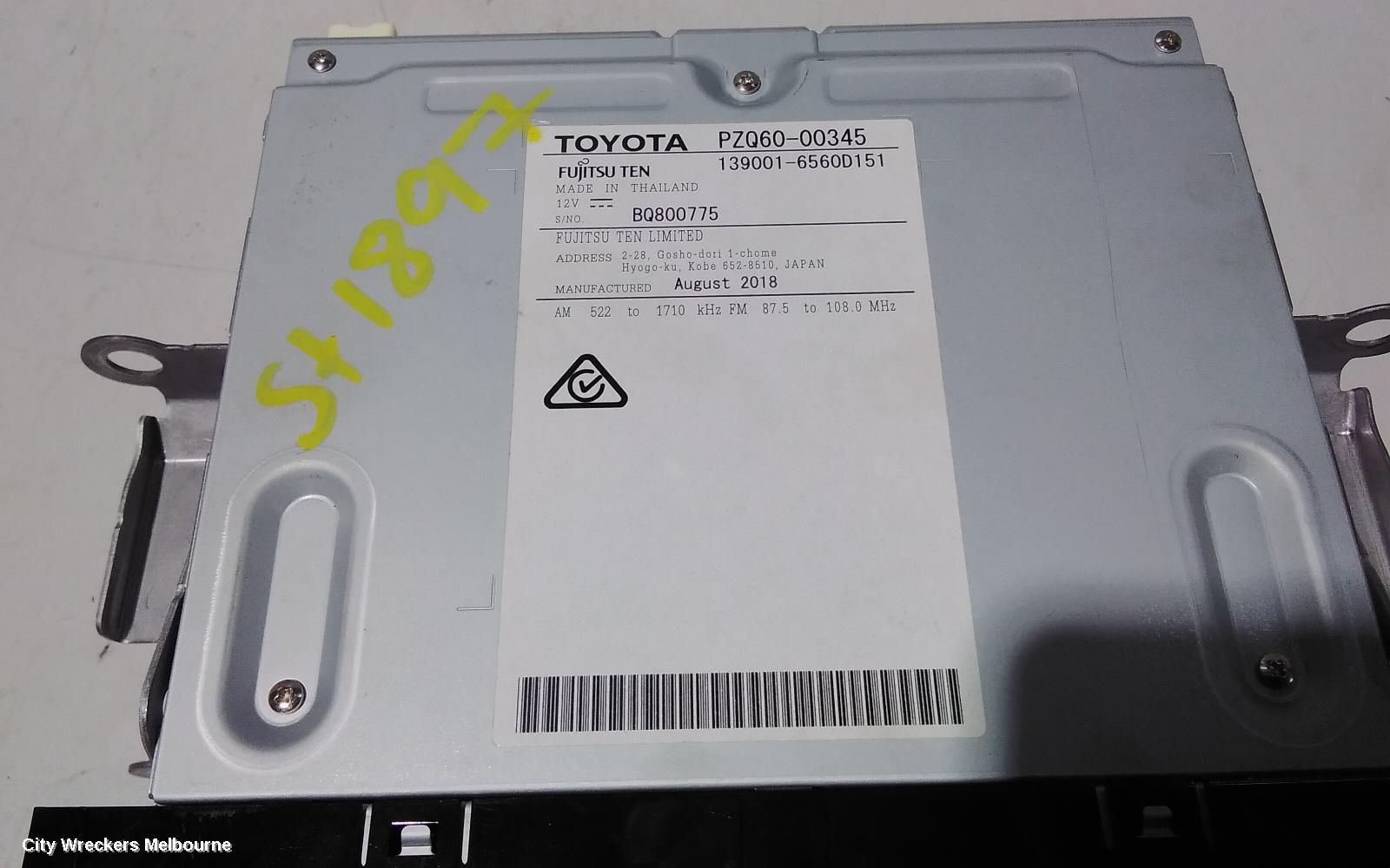 TOYOTA C-HR RADIO/CD/DVD/SAT/TV, TOUCH DISPLAY UNIT, GEN 1, 12/2016 - 09/2019