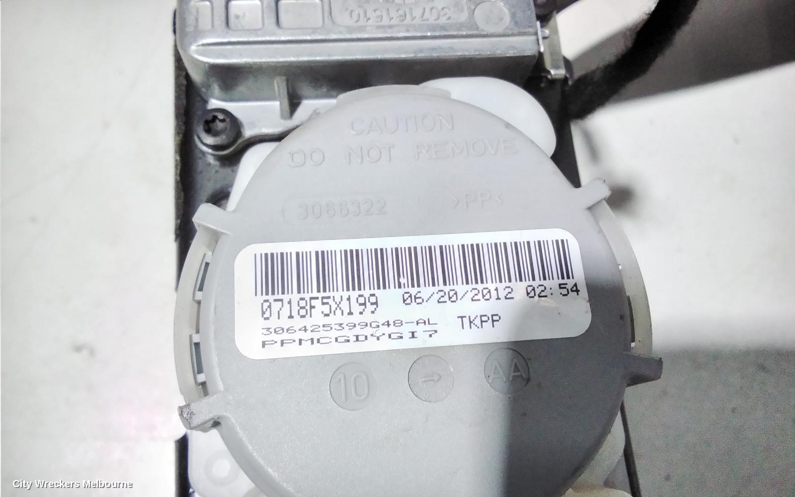 AUDI Q5 SEATBELT/STALK, RH FRONT, SEAT BELT ONLY, 8R, 03/2009 - 12/2013