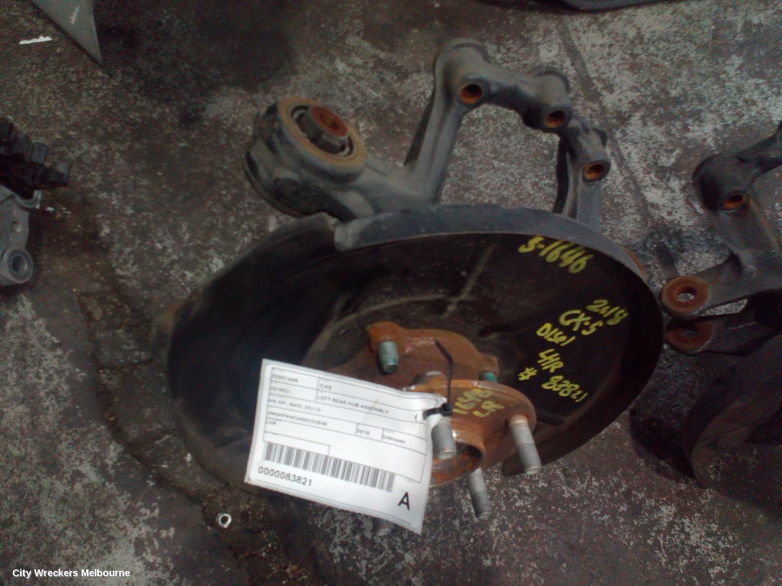 MAZDA CX5 LEFT REAR HUB ASSEMBLY, KE-KF, 4WD, BOLT TYPE SHOCK MOUNT, 02/2012 ONWARDS