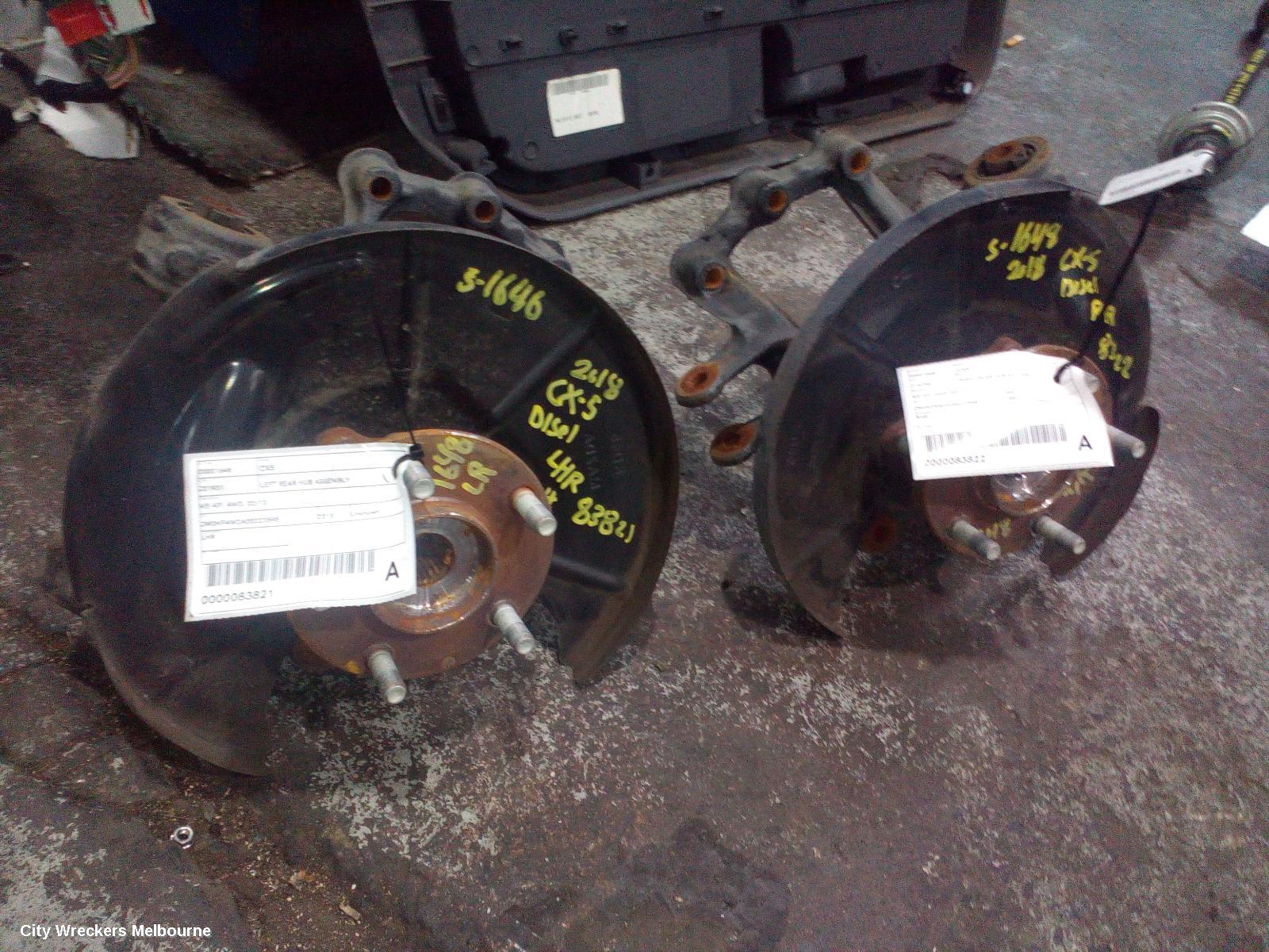 MAZDA CX5 LEFT REAR HUB ASSEMBLY, KE-KF, 4WD, BOLT TYPE SHOCK MOUNT, 02/2012 ONWARDS