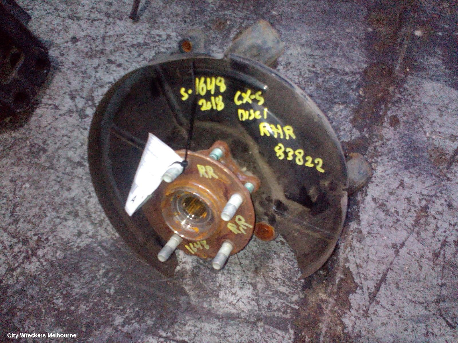 MAZDA CX5 RIGHT REAR HUB ASSEMBLY, KE-KF, 4WD, BOLT TYPE SHOCK MOUNT, 02/2012 ONWARDS