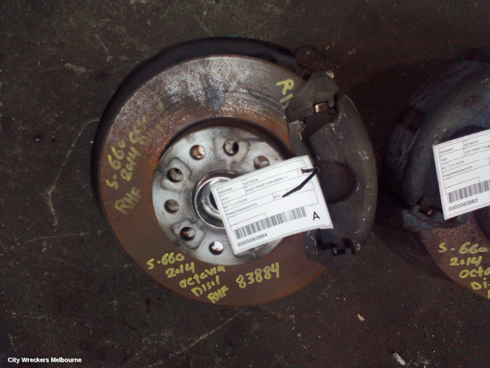 SKODA OCTAVIA RIGHT FRONT HUB ASSEMBLY, NE, 09/2013 - 09/2020