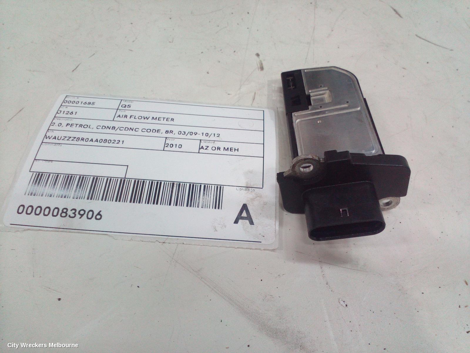 AUDI Q5 AIR FLOW METER, 2.0, PETROL, CDNB/CDNC CODE, 8R, 03/2009 - 10/2012