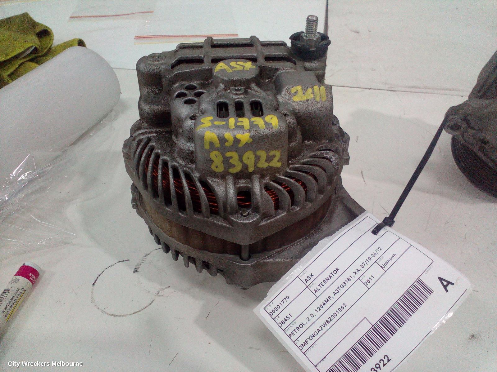 MITSUBISHI ASX ALTERNATOR, PETROL, 2.0, 120AMP, A3TG3181, XA, 07/2010 - 06/2012
