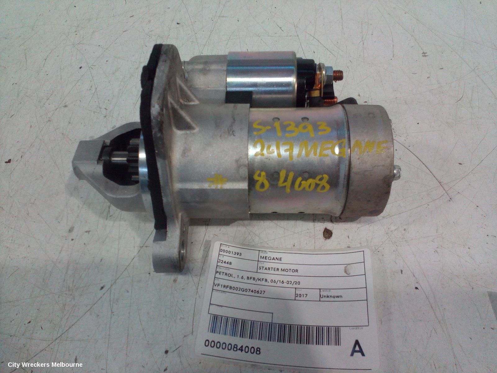RENAULT MEGANE STARTER, PETROL, 1.6, BFB/KFB, 06/2016 - 02/2020